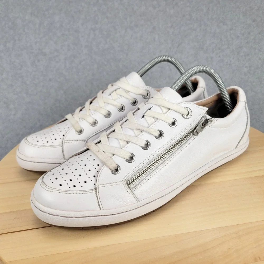 Taos Zipster Sneakers Women Size 10 White Leather Side Zip Low Top ZTR-14098